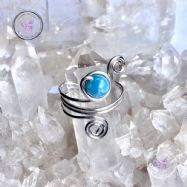 Larimar Sterling Silver Wire Wrapped Ring